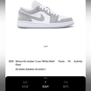Air Jordan 1 Low White Wolf Grey Women's